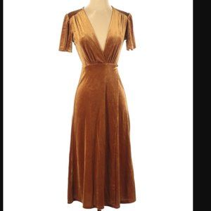 Forever 21 Gold Tan Velvet Wrap Dress